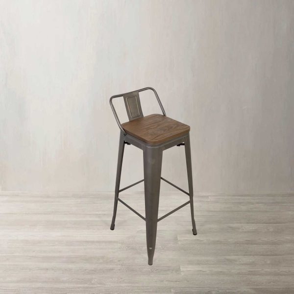 Silla bar industrial madera gun - Imagen 2