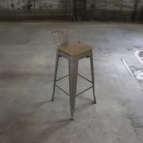 Silla bar industrial madera gun - Imagen 4