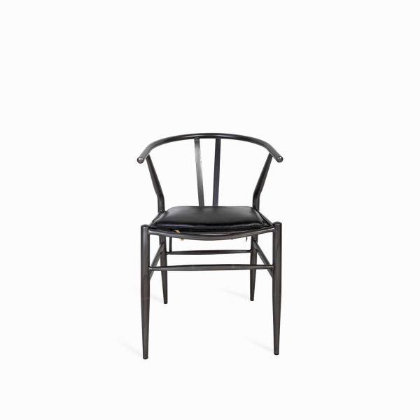 Silla luna cuero negra pata negra