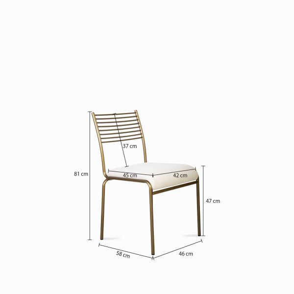 Silla Líneas Doradas en lino beige - Imagen 3