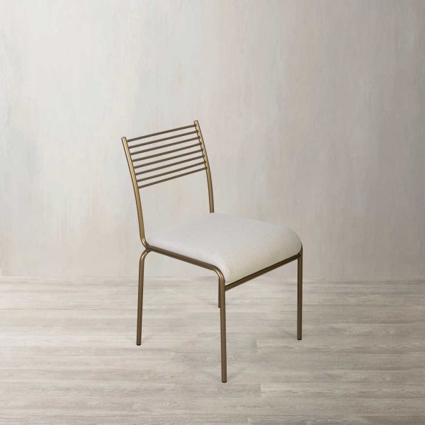 Silla Líneas Doradas en lino beige - Imagen 2