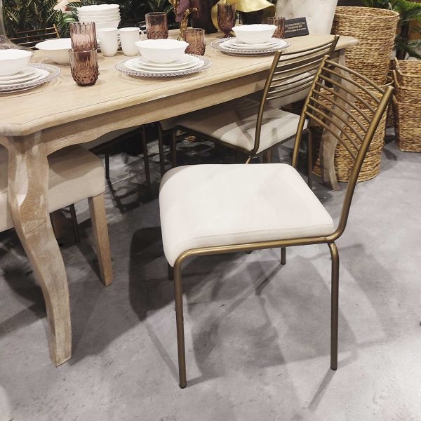 Silla Líneas Doradas en lino beige - Imagen 4