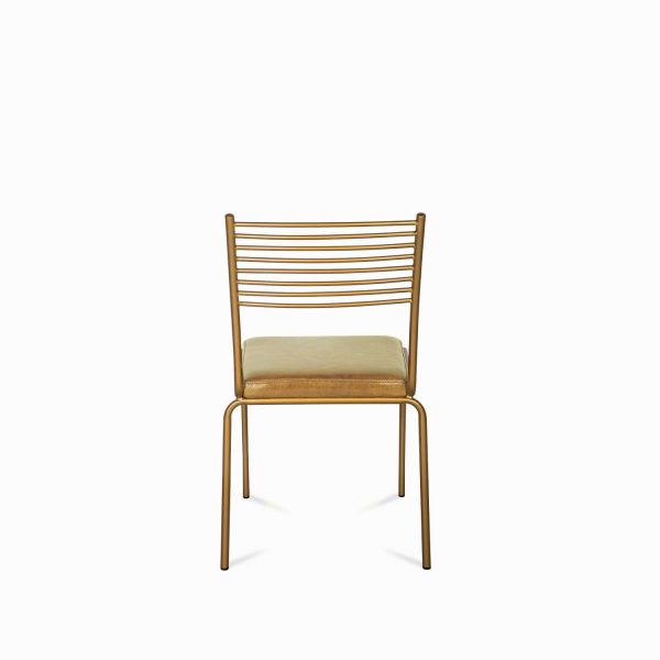 Silla Líneas Doradas en cuero miel - Imagen 6