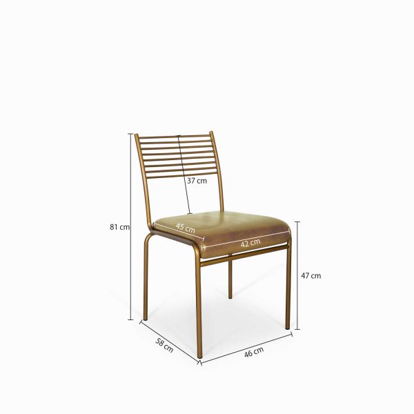 Silla Líneas Doradas en cuero miel - Imagen 3