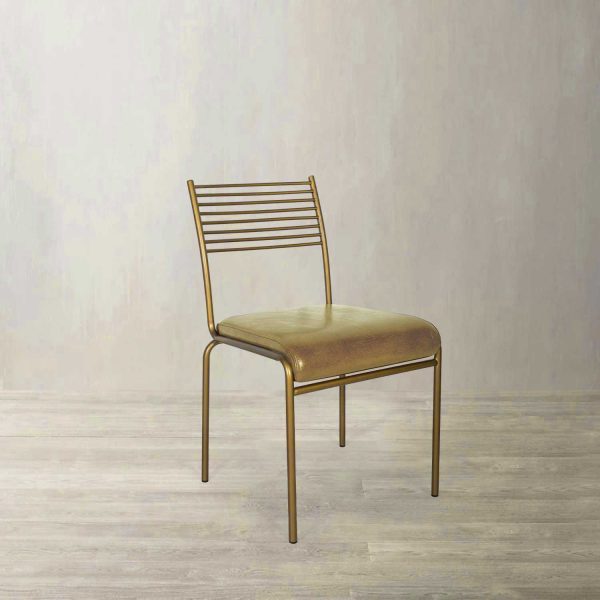 Silla Líneas Doradas en cuero miel - Imagen 2