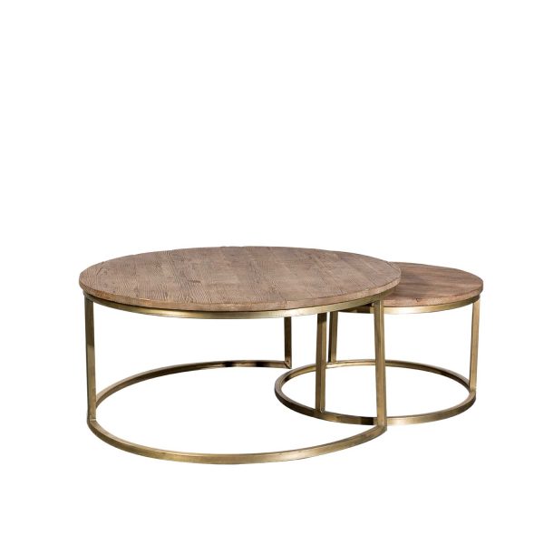 Set x 2 Mesas de Centro Base Brass
