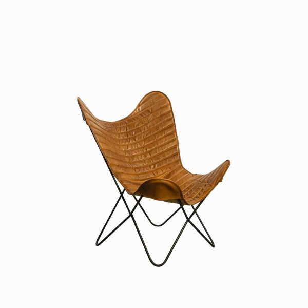 Silla Mariposa  en hierro y cuero café