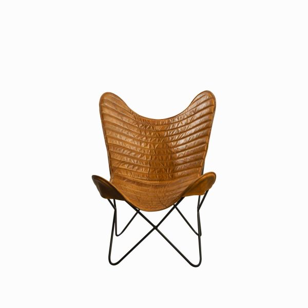 Silla Mariposa  en hierro y cuero café - Imagen 4