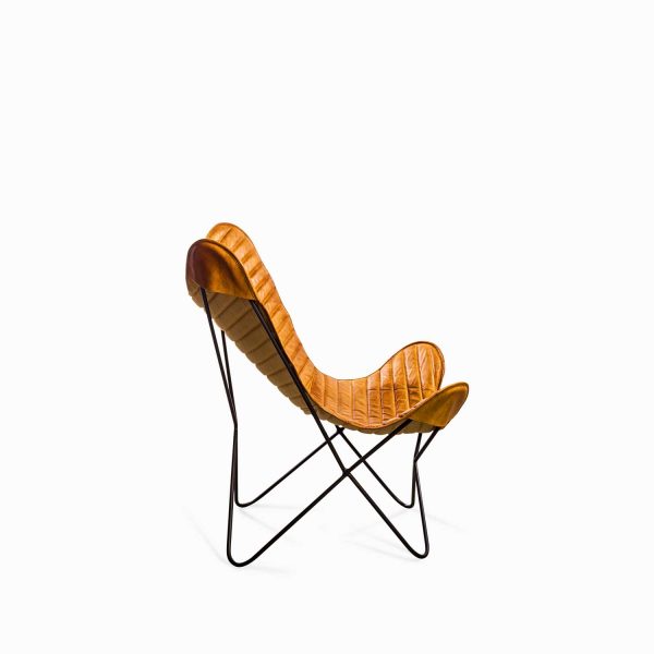 Silla Mariposa  en hierro y cuero café - Imagen 5