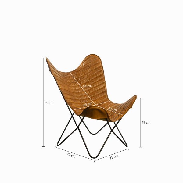 Silla Mariposa  en hierro y cuero café - Imagen 3