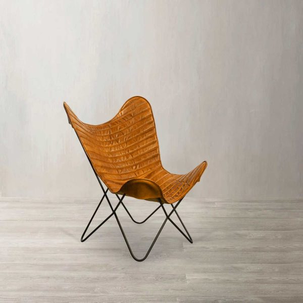 Silla Mariposa  en hierro y cuero café - Imagen 2