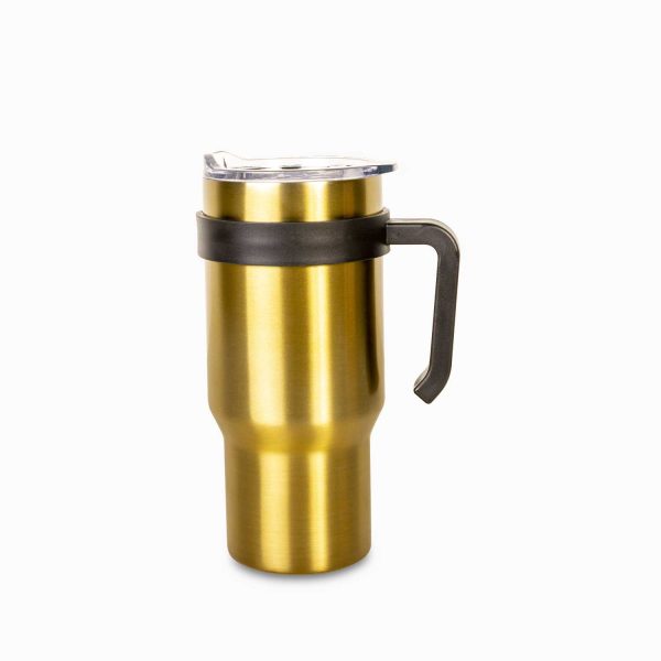 Termo con manija doble pared dorado