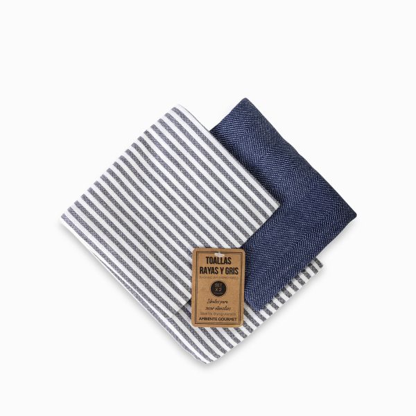 Set x 2 toallas rayas y gris