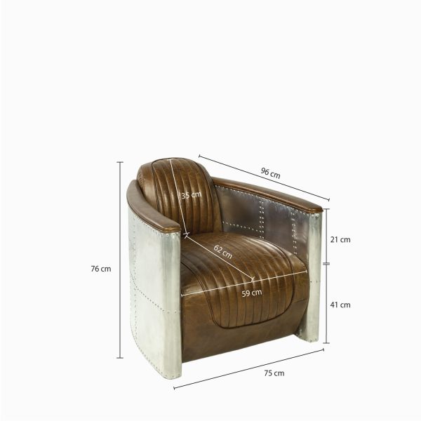Silla Cuero metal Vintage miel - Imagen 3