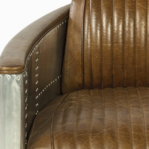 Silla Cuero metal Vintage miel - Imagen 7