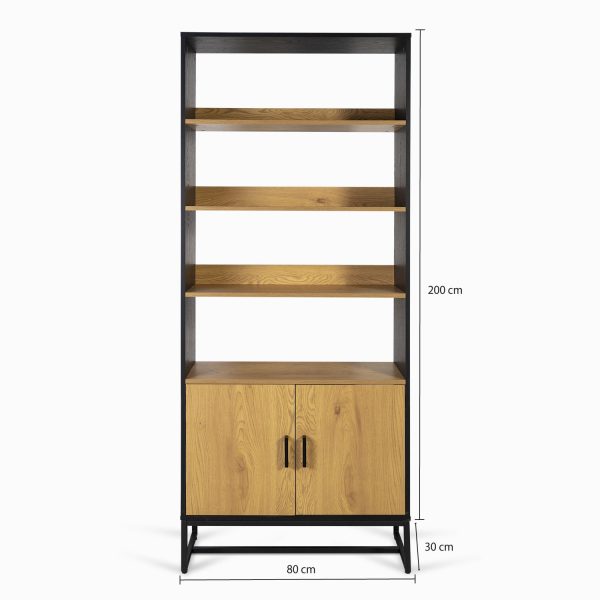 Biblioteca west m.claro-negro 200x80x30 - Imagen 3