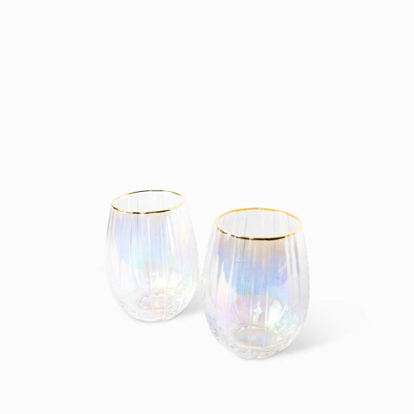 Vaso rayas tornasol borde dorado setx2 - Imagen 2