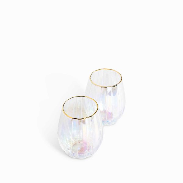 Vaso rayas tornasol borde dorado setx2 - Imagen 3