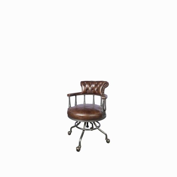 Silla de  escritorio en cuero café - Imagen 4