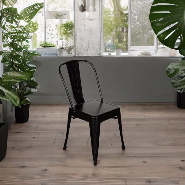 Silla de comedor Industrial simple negra - Imagen 4