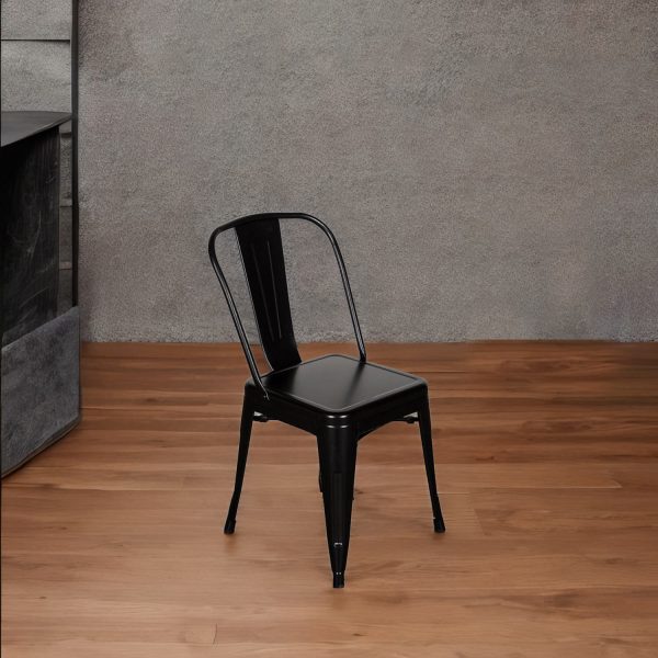 Silla de comedor Industrial simple negra - Imagen 6