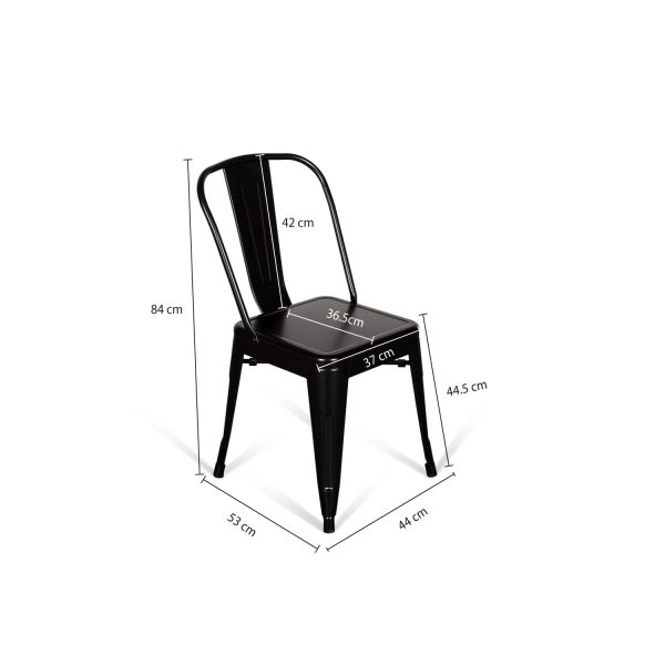 Silla de comedor Industrial simple negra - Imagen 3