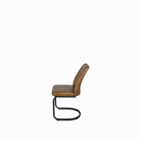 Silla en cuero para comedor con  espaldar Rayas - Imagen 6