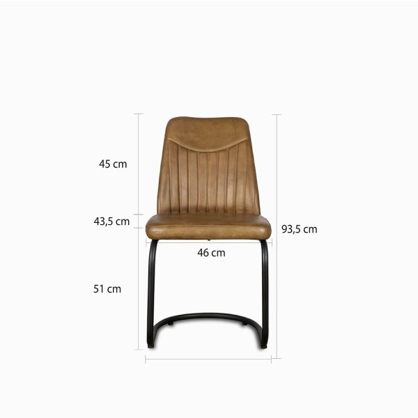 Silla en cuero para comedor con  espaldar Rayas - Imagen 3