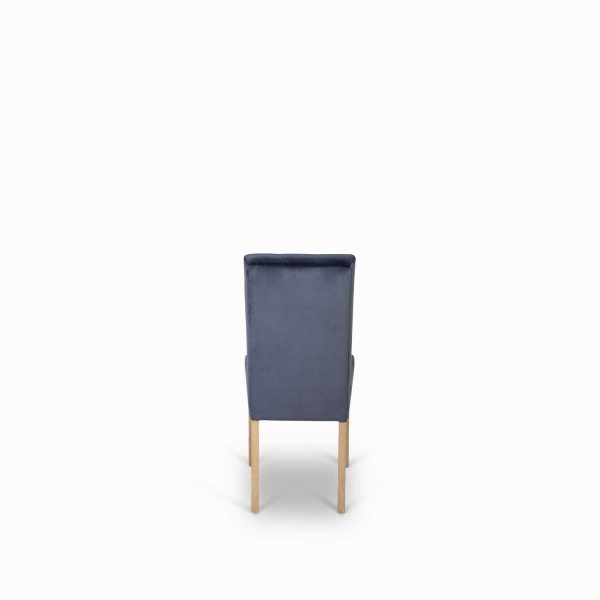 Silla de comedor con espaldar alto capitoneado velvet azul - Imagen 5