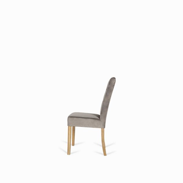 Silla de comedor con espaldar alto capitoneado velvet gris - Imagen 4