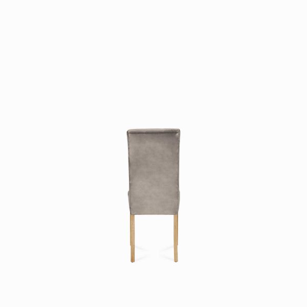 Silla de comedor con espaldar alto capitoneado velvet gris - Imagen 5