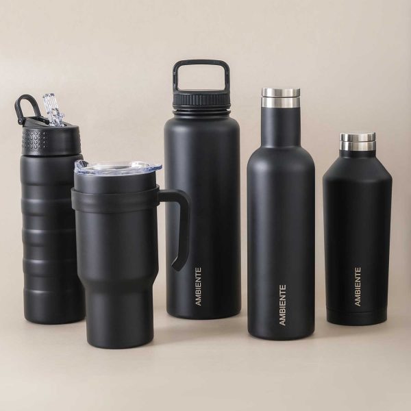 Termo doble pared negro mate 1 litro - Imagen 4