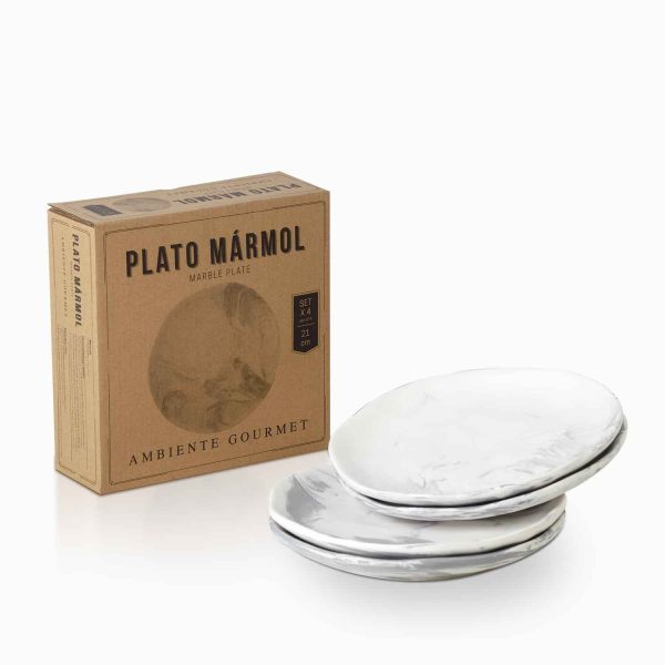 Plato mármol 21 cm setx4 - Imagen 2