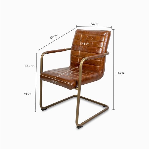 Silla Cuero brazos metal miel - Imagen 2