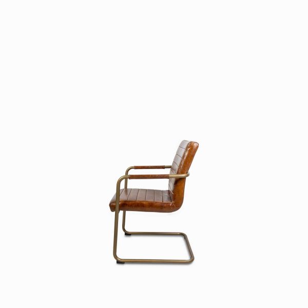 Silla Cuero brazos metal miel - Imagen 7
