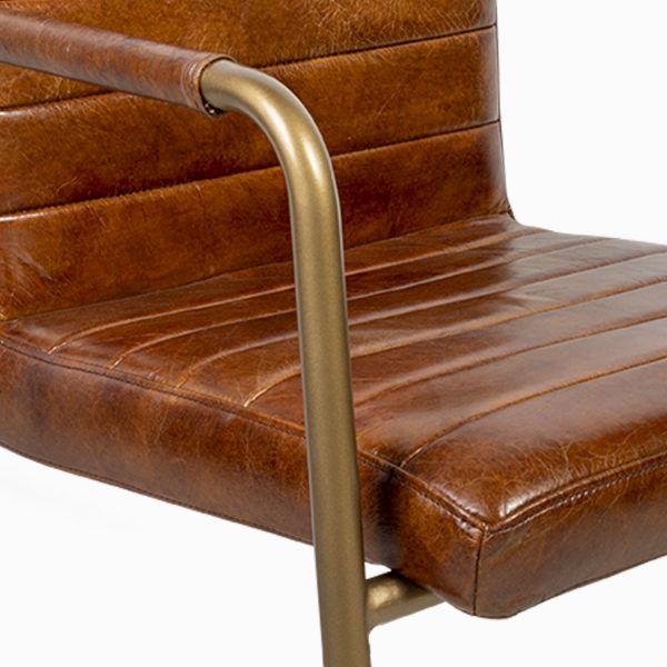 Silla Cuero brazos metal miel - Imagen 4