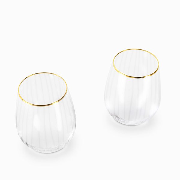 Vaso rayas borde dorado 670ml setx2