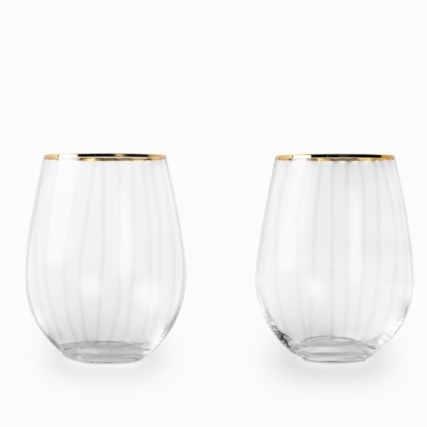 Vaso rayas borde dorado 670ml setx2 - Imagen 2
