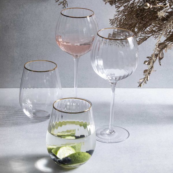 Vaso rayas borde dorado 670ml setx2 - Imagen 4