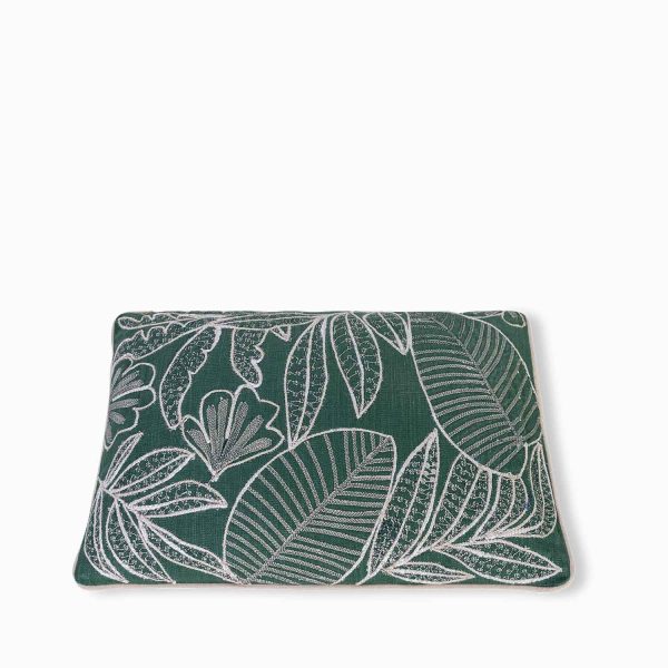Cojin verde flores beige 35x50cm