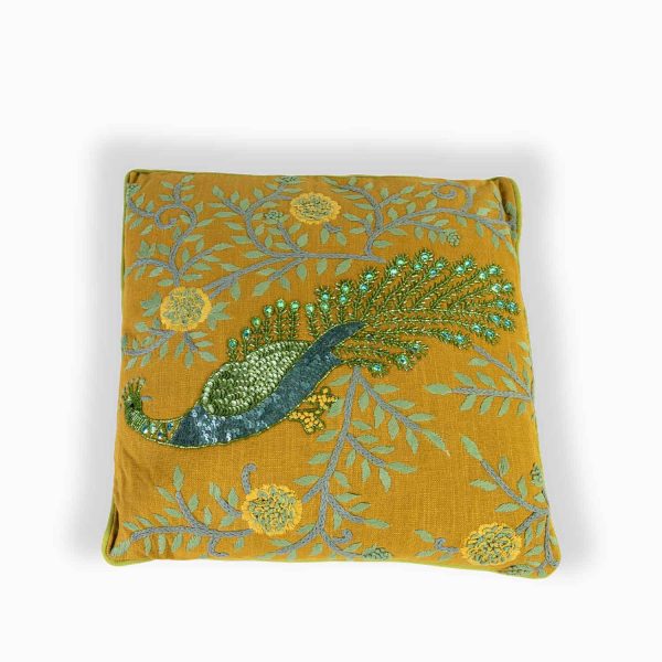 Cojin mostaza pavo verde 45x45cm