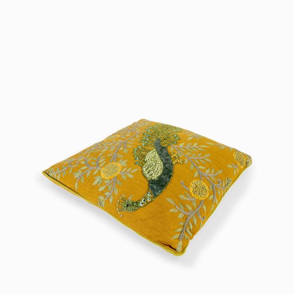 Cojin mostaza pavo verde 45x45cm - Imagen 2