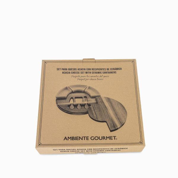 Set para quesos acacia con recipientes de cerámica - Imagen 5