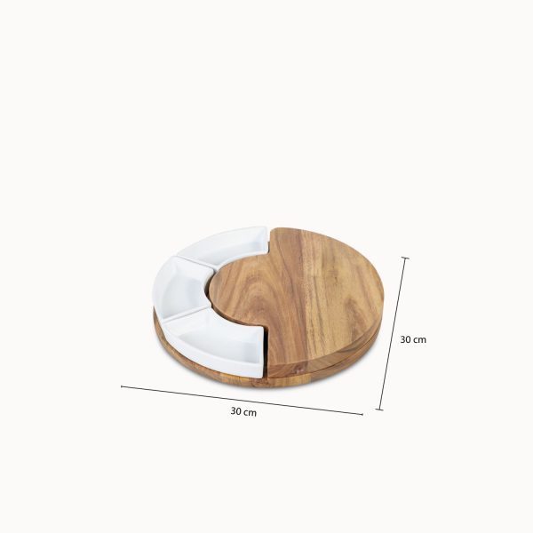 Set para quesos acacia con recipientes de cerámica - Imagen 3