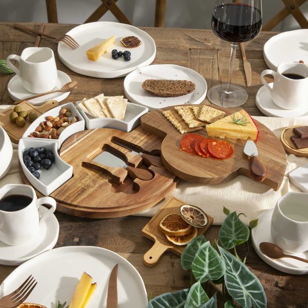 Set para quesos acacia con recipientes de cerámica - Imagen 4