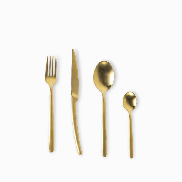 Set de cubiertos line dorado mate 16 pcs