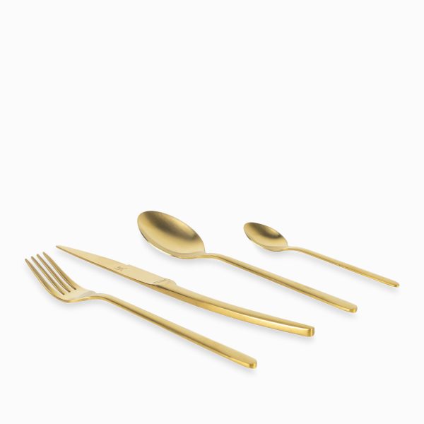 Set de cubiertos line dorado mate 16 pcs - Imagen 2