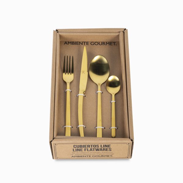 Set de cubiertos line dorado mate 16 pcs - Imagen 3