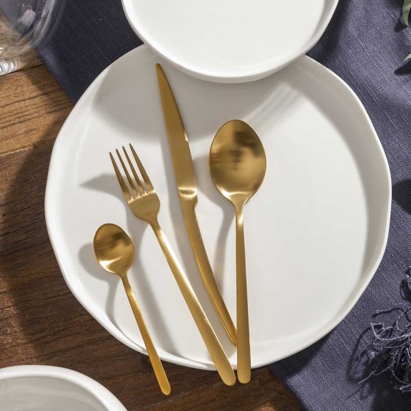 Set de cubiertos line dorado mate 16 pcs - Imagen 5