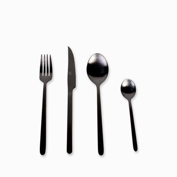Set de cubiertos alton negro mate 16 pcs
